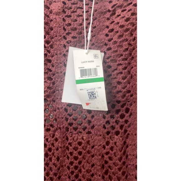 Lucy Paris Women's Size L Mia Crochet Brown Square Neck Midi Dress NEW - Picture 4 of 8